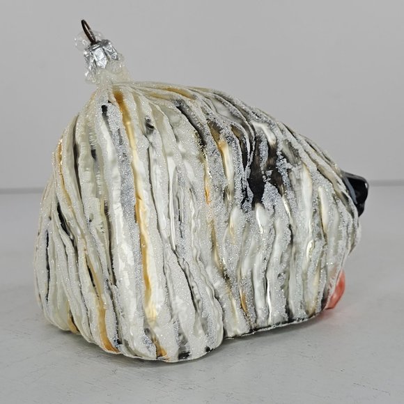 Slavic Treasures Old English Sheepdog Blown Glass Ornament Poland Hard to Find - Picture 6 of 10
